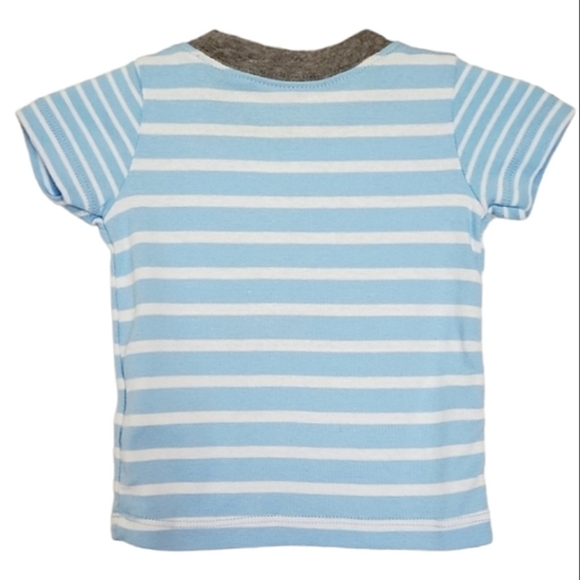 K1301 * Carter's Striped Dog Boys Tee Blue White Gray Size 6M - Picture 3 of 6